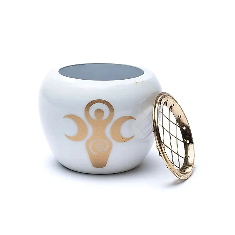 Wierookbrander wit & goud godinnensymbool