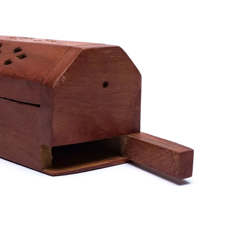 Wierookstokjes brander en bewaardoos 2 kleuren hout