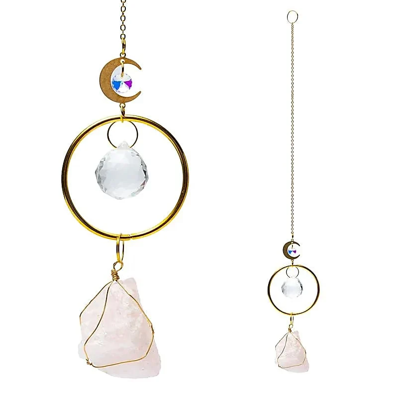 Suncatcher met maan en rozenkwarts