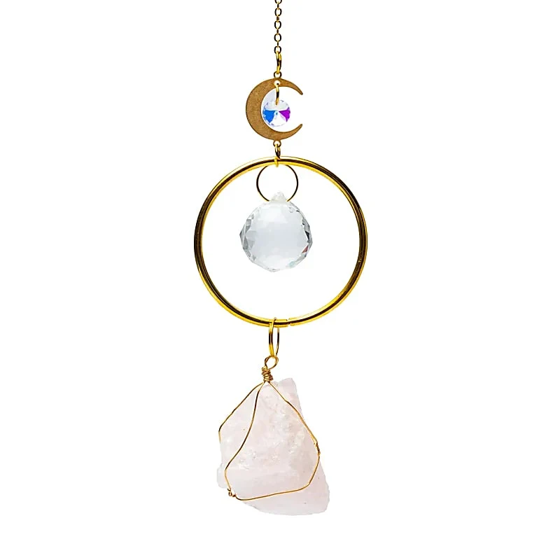 Suncatcher met maan en rozenkwarts