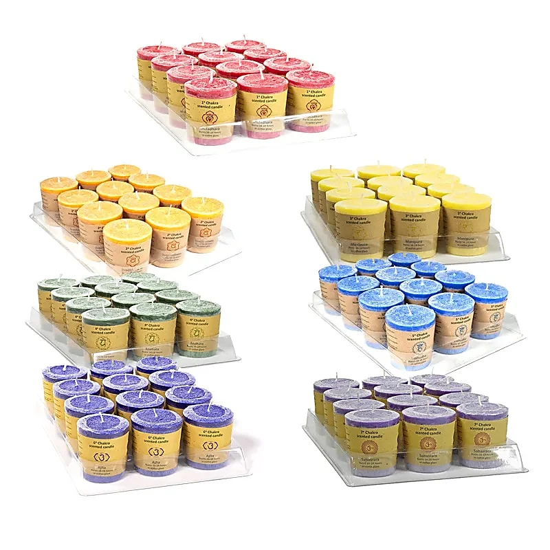 Geurkaarsjes votief chakra assortiment 12 x 7