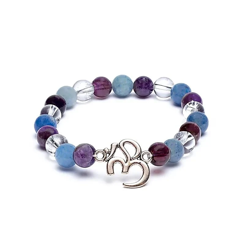 Mala/armband amethist/ aventurijn/ bergkristal + ohm
