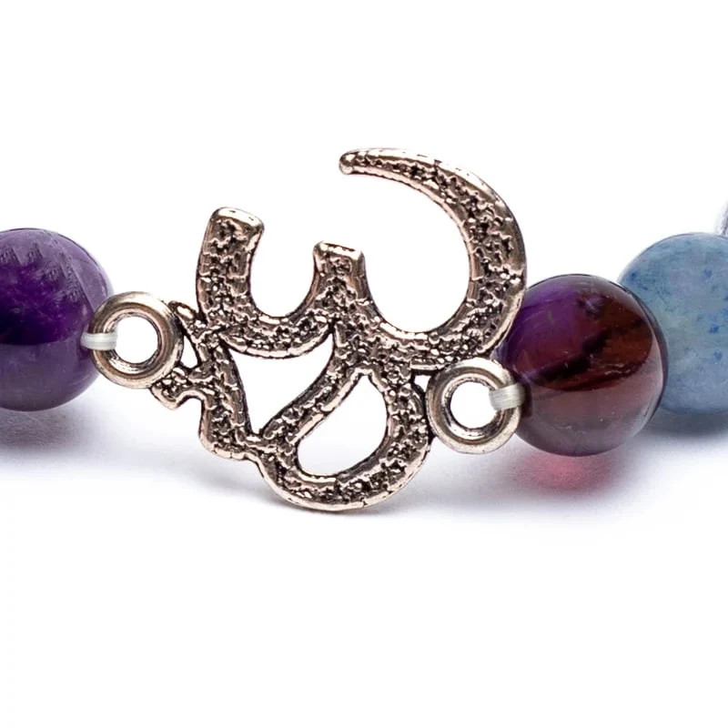 Mala/armband amethist/ aventurijn/ bergkristal + ohm
