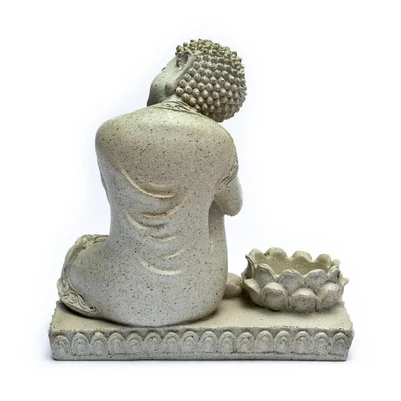 Boeddha met kaarshouder steengrijs
