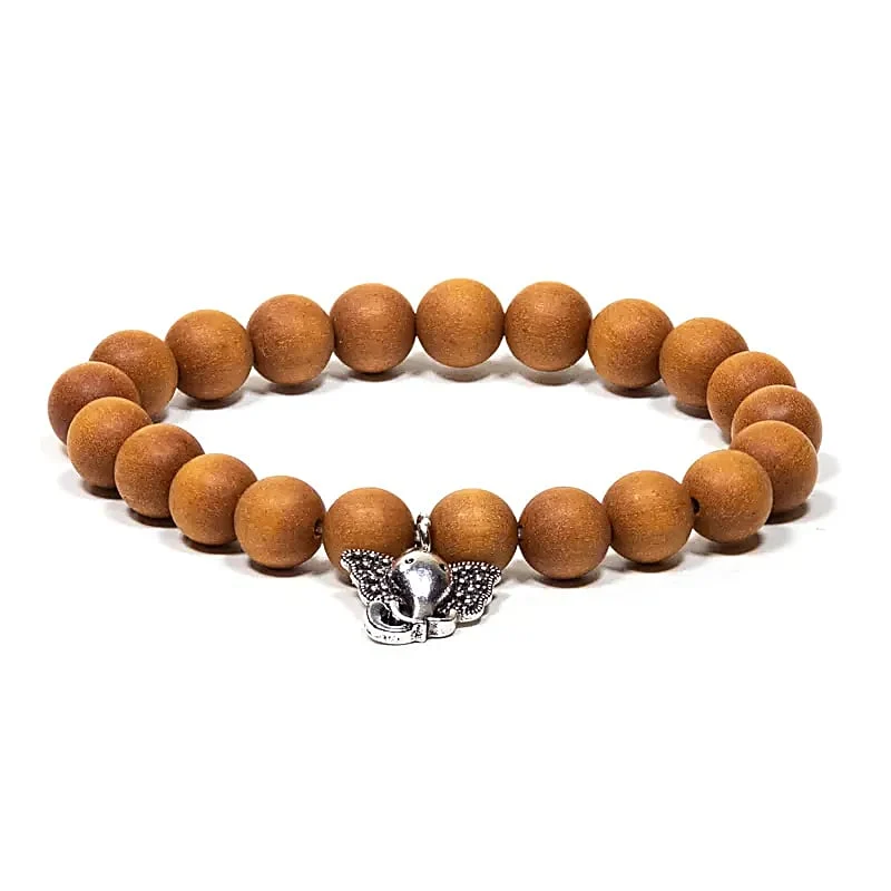 Mala/armband sandelhout elastisch met ganesha