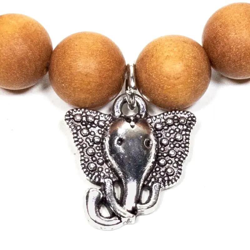 Mala/armband sandelhout elastisch met ganesha