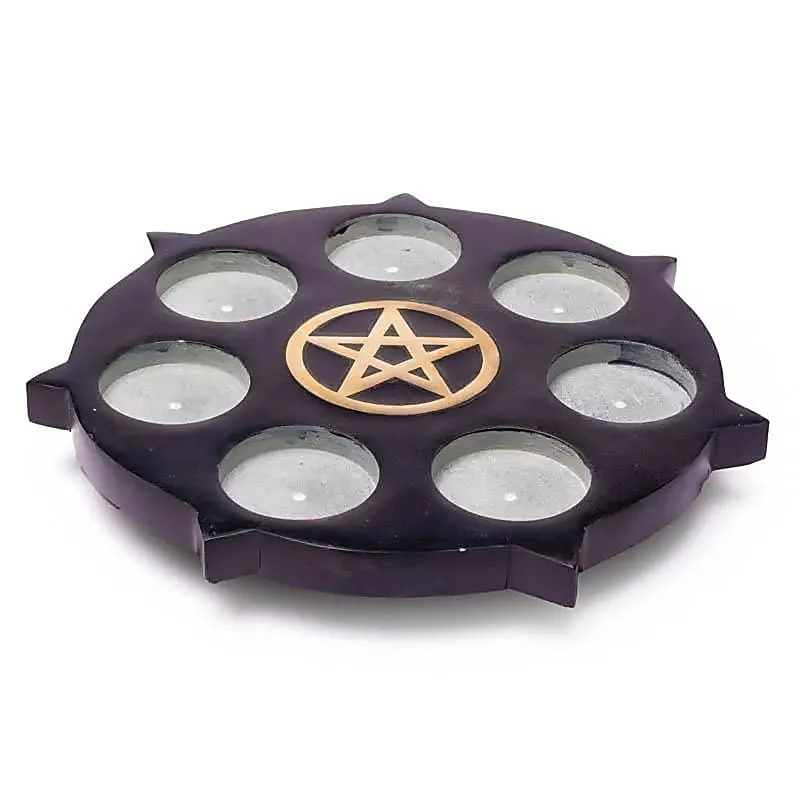 Sfeerlichthouder Pentagram zwart zeepsteen