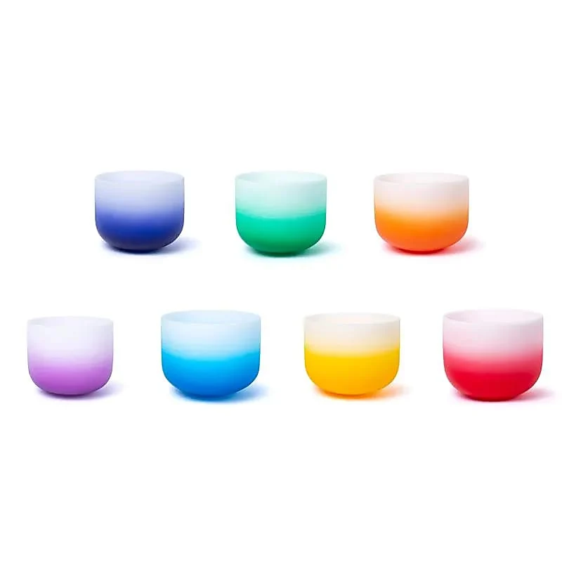 SET 7 Kristallen klankschalen Aria gradient design 432 hz + 2 tassen