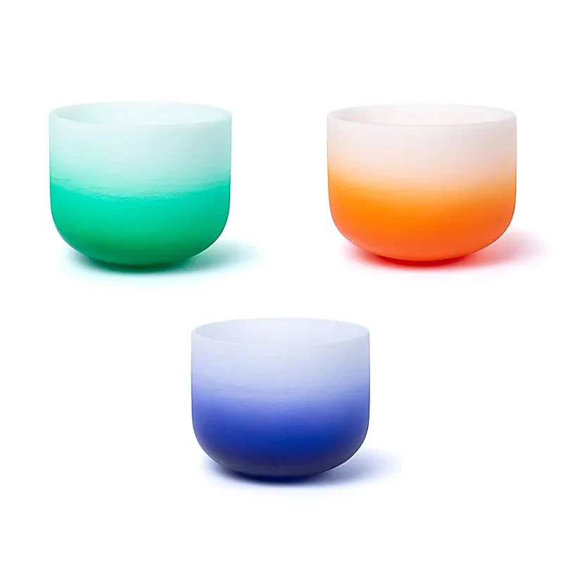 SET 7 Kristallen klankschalen Aria gradient design 432 hz + 2 tassen