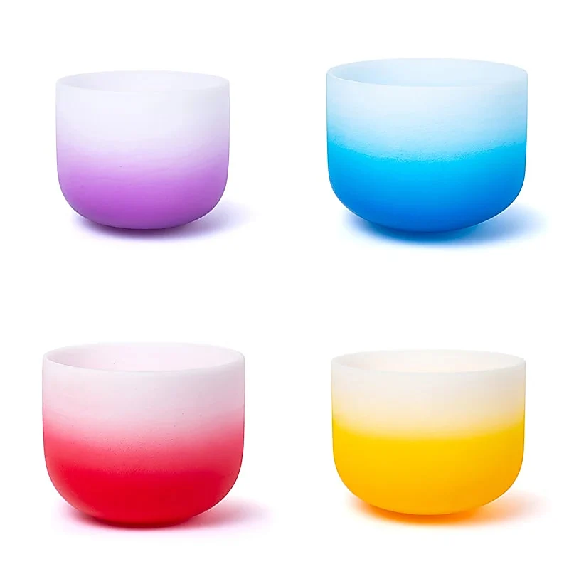 SET 7 Kristallen klankschalen Aria gradient design 432 hz + 2 tassen
