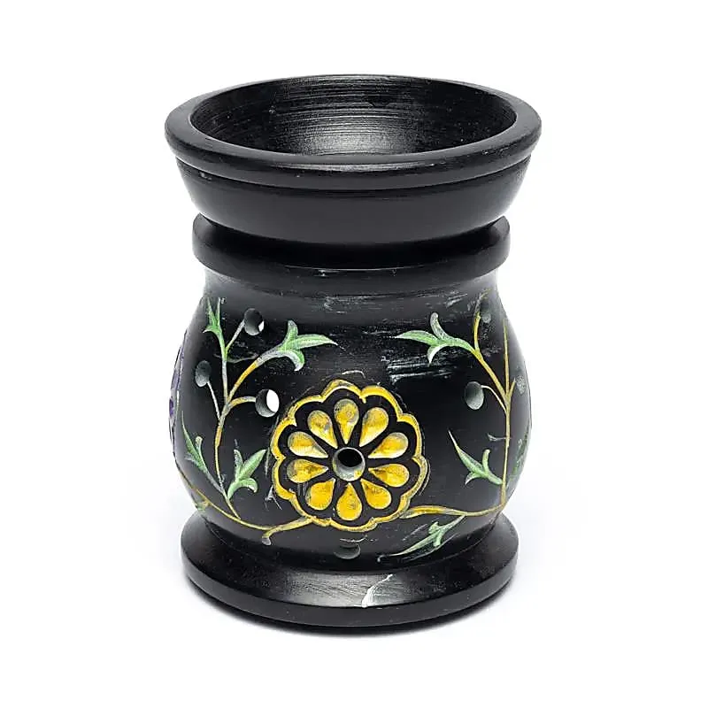 Olieverdamper Flowers zwart zeepsteen