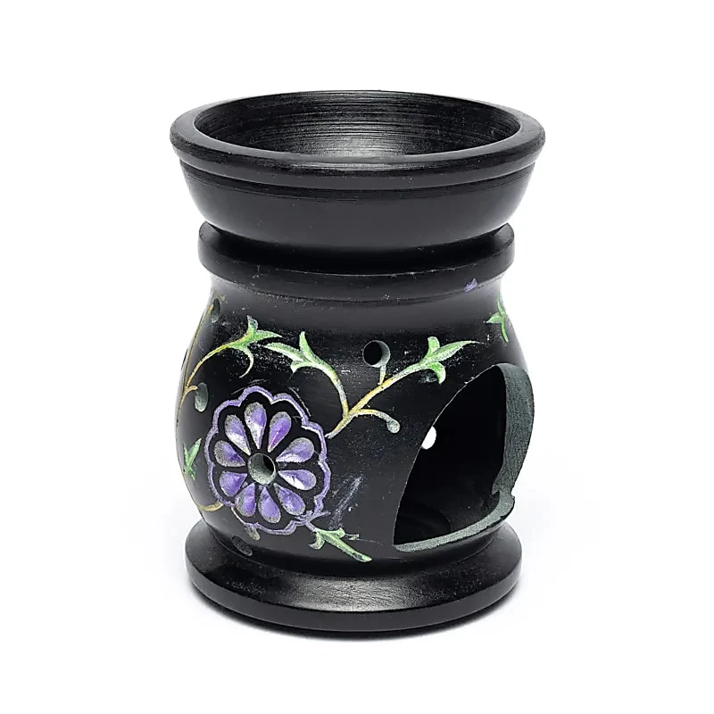 Olieverdamper Flowers zwart zeepsteen