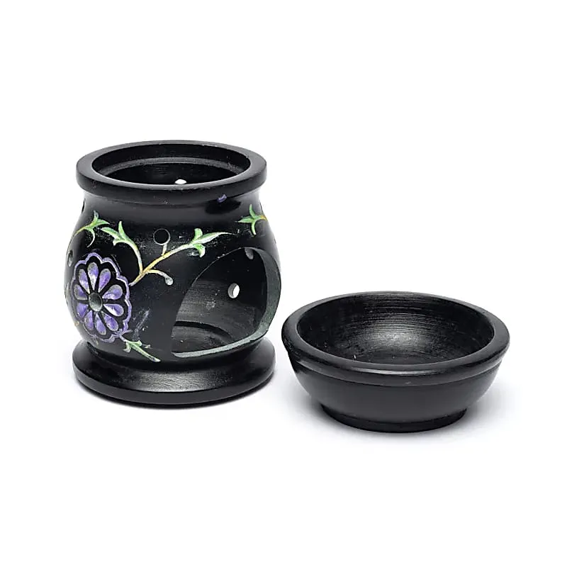 Olieverdamper Flowers zwart zeepsteen