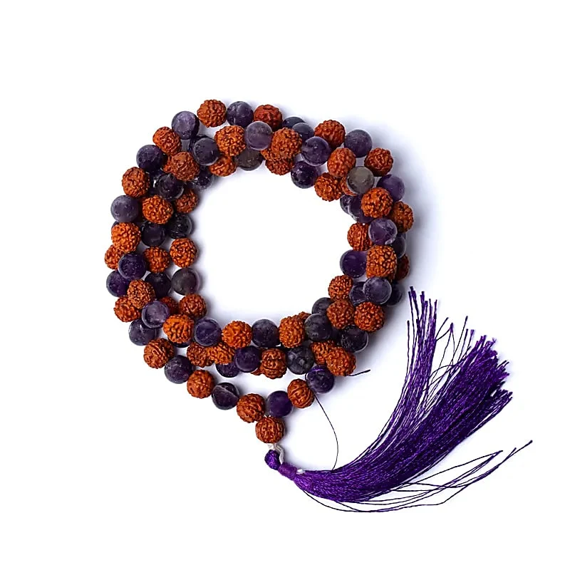 Mala rudraksha / amethist