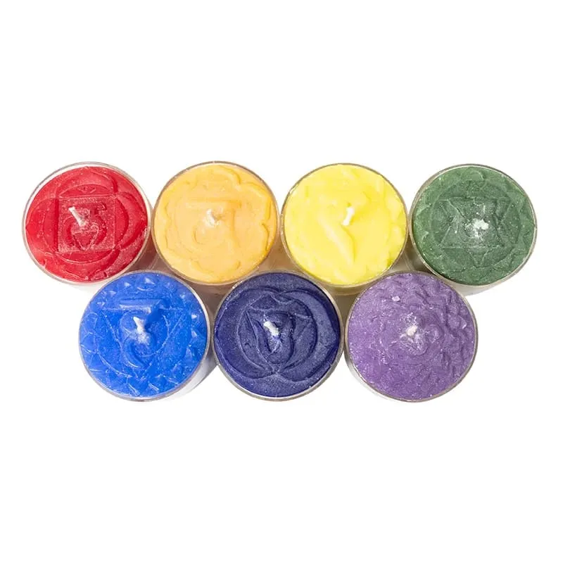 Theelichtjes chakra geurkaarsjes set van 7 stuks