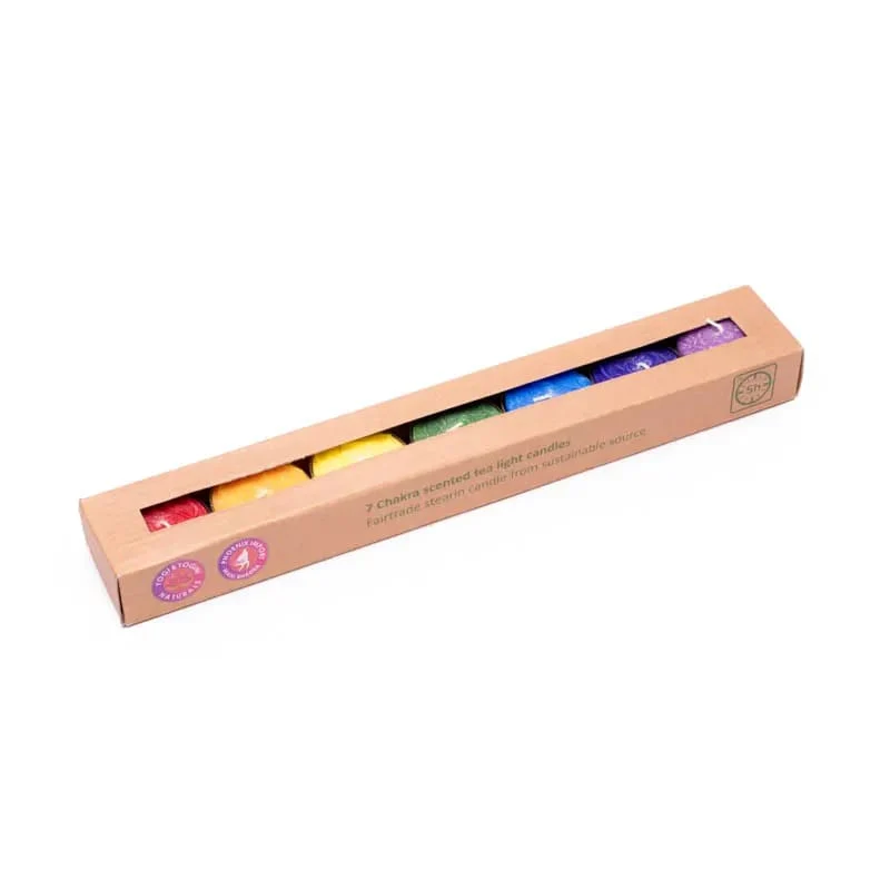 Theelichtjes chakra geurkaarsjes set van 7 stuks