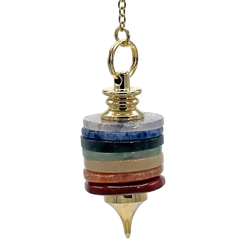 Pendel met ringen chakrakleuren groot