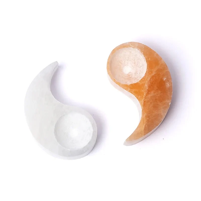 Seleniet theelichthouder Yin & Yang