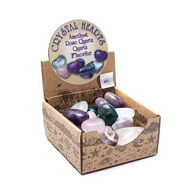 Kristallen hartjes display met 30 stuks