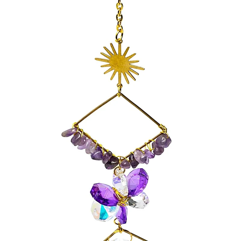 Suncatcher met amethist stenen en ruiten