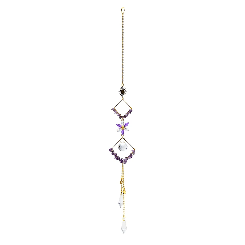 Suncatcher met amethist stenen en ruiten