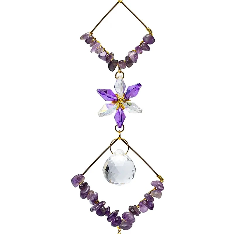 Suncatcher met amethist stenen en ruiten