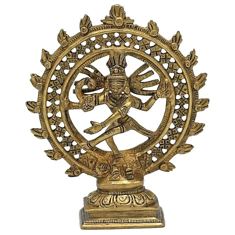 Shiva Nataraja messing dubbele ring goudkleurig