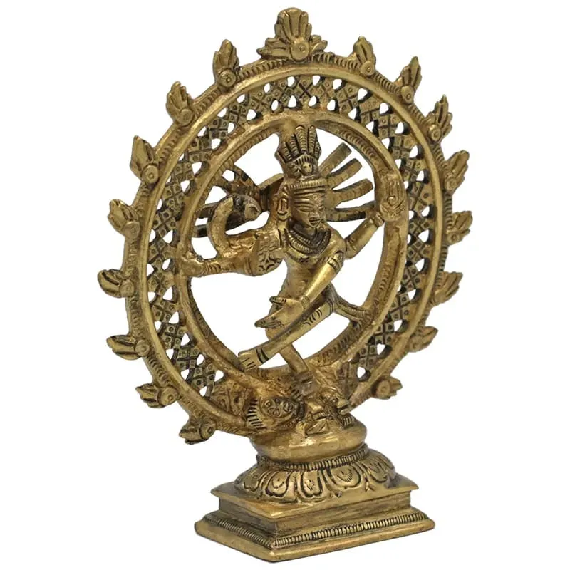 Shiva Nataraja messing dubbele ring goudkleurig
