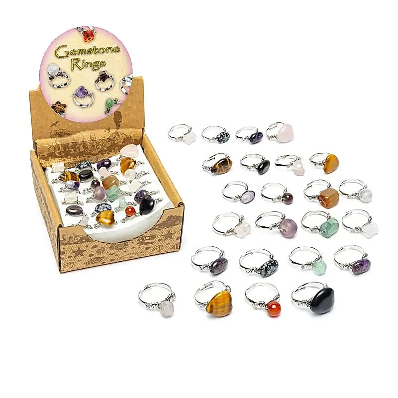 Edelsteenringen assorti 24 stuks in displaydoos