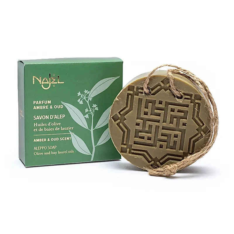 Najel Aleppo kruidenzeep amber/oud aan koord