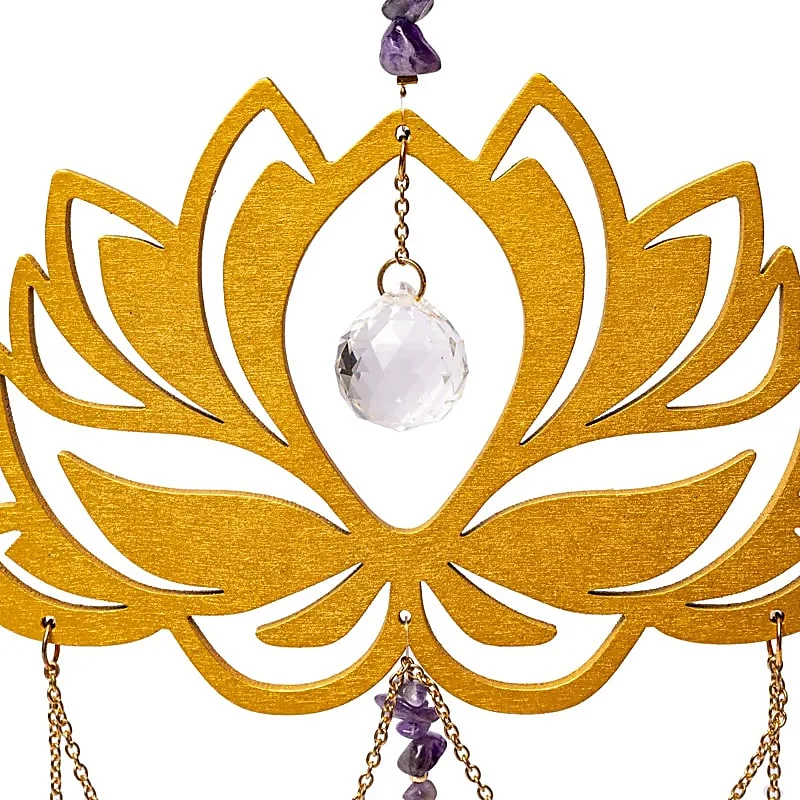 Suncatcher met lotus, amethist en kristallen