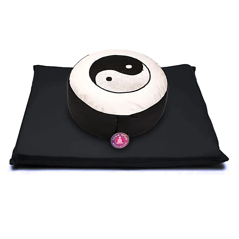 Meditatie SET yin yang symbool zwart/crème