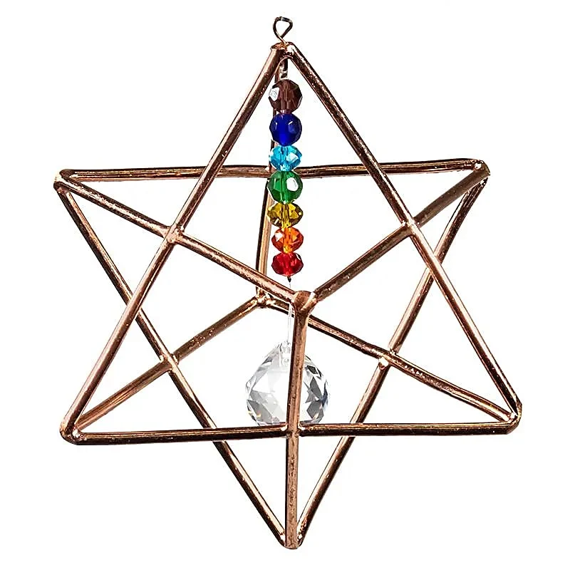 Hangende Merkaba met chakra kristal