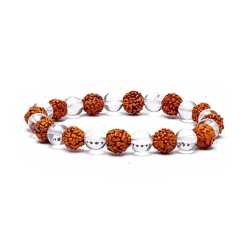 Armband rudraksha/bergkristal elastisch