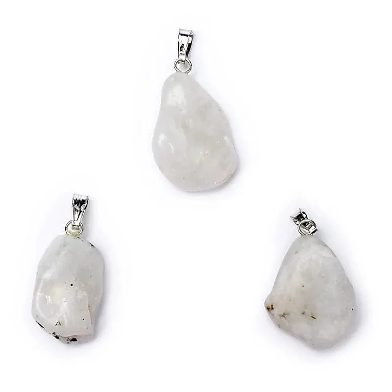 Witte maansteen edelsteenhanger met geboord oogje