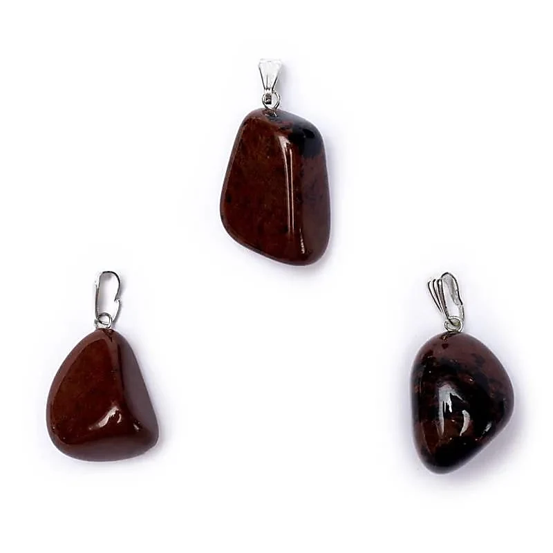Mahonie obsidiaan edelsteenhanger met geboord oog