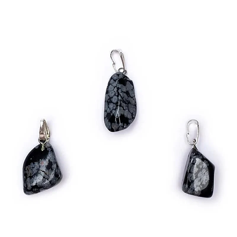 Sneeuwvlok obsidiaan edelsteenhanger met geboord oog