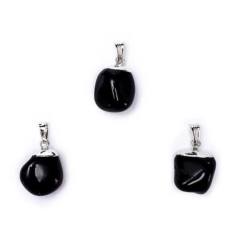 Zwarte onyx edelsteenhanger met geboord oog en kapje