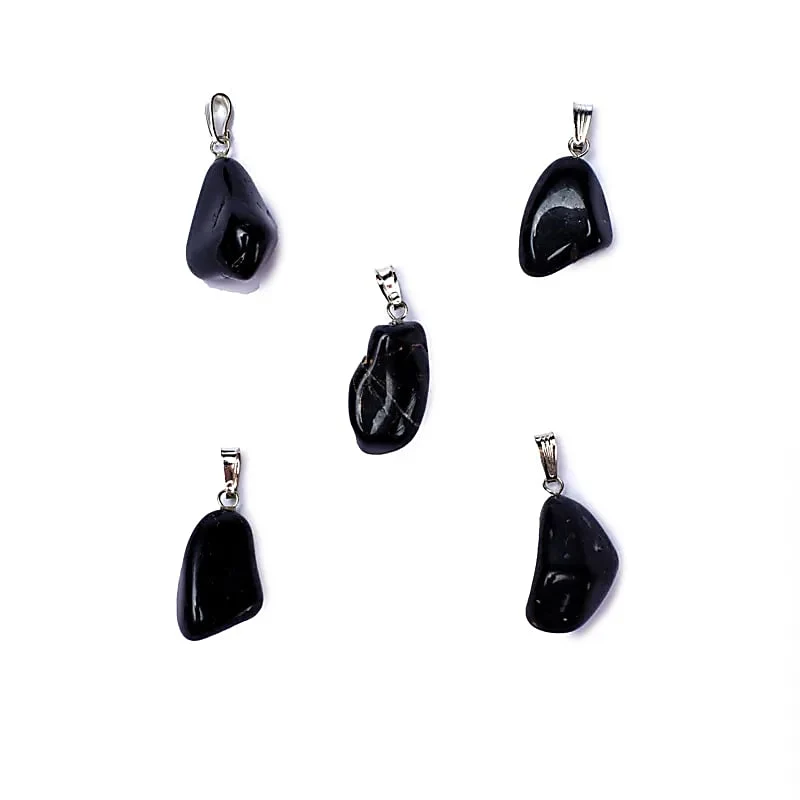 Zwarte onyx edelsteenhanger met geboord oogje