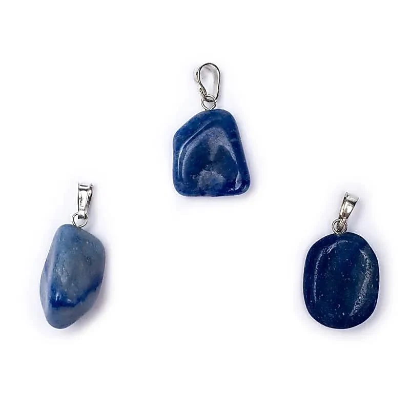 Blauwe kwarts edelsteenhanger met geboord oogje