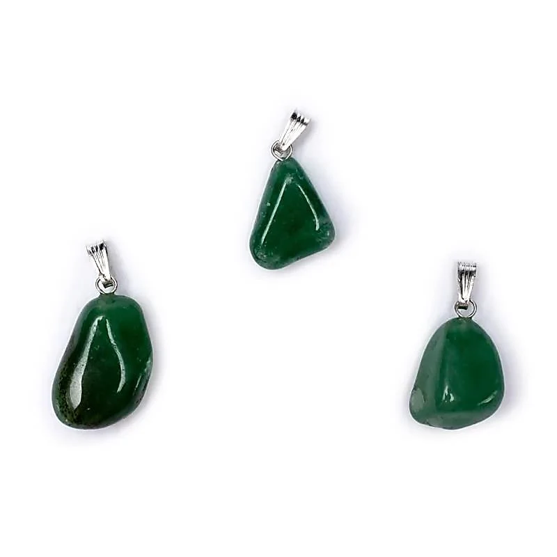 Groene aventurijn edelsteenhanger met geboord oogje