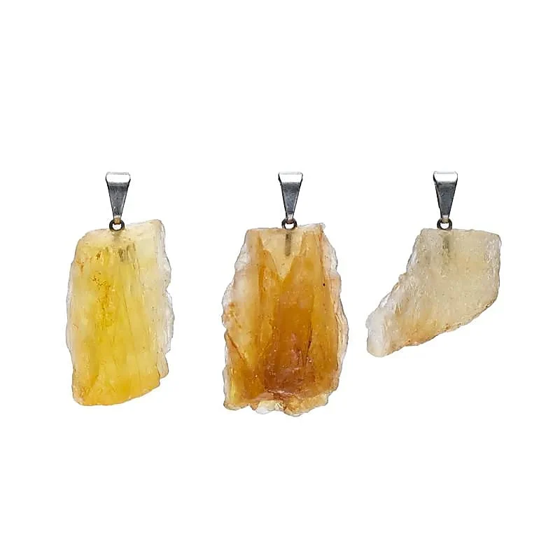 Gele fluoriet ruw edelsteenhanger