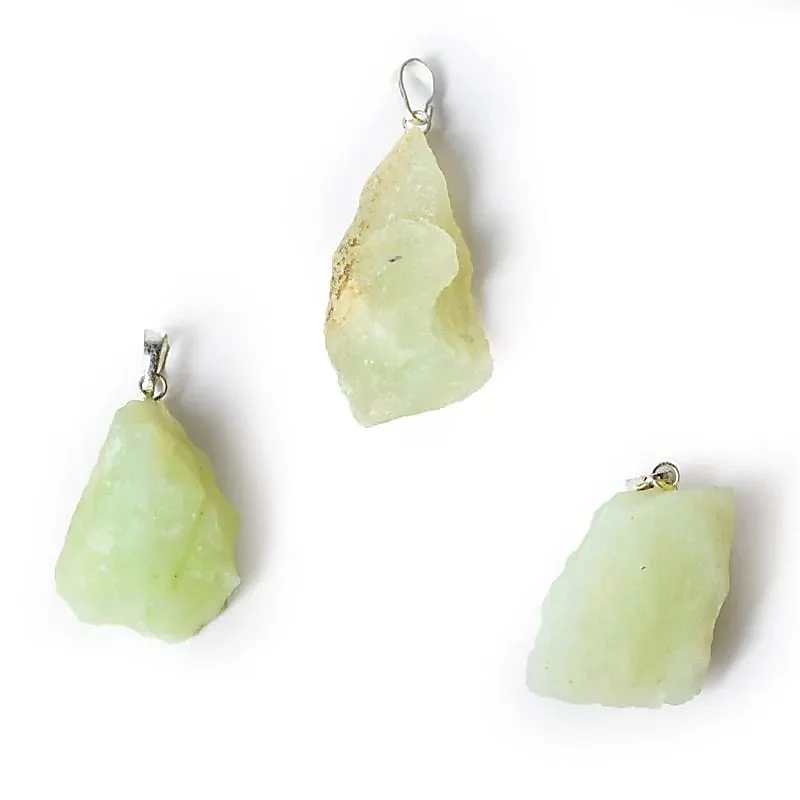 Jade (serpentine) rough gemstone pendant