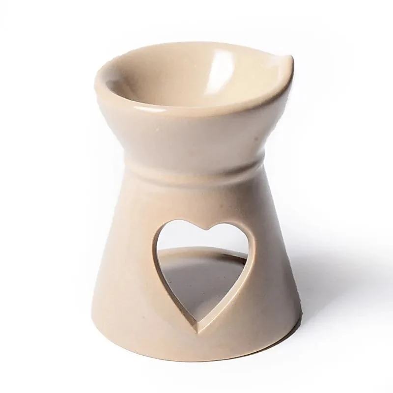 Aromabrander voor smeltkaarsjes hart beige