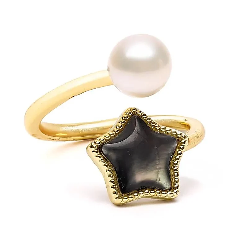 Verstelbare ring met ster en parel