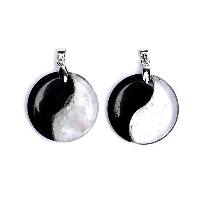 Hanger Yin Yang obsidiaan/bergkristal