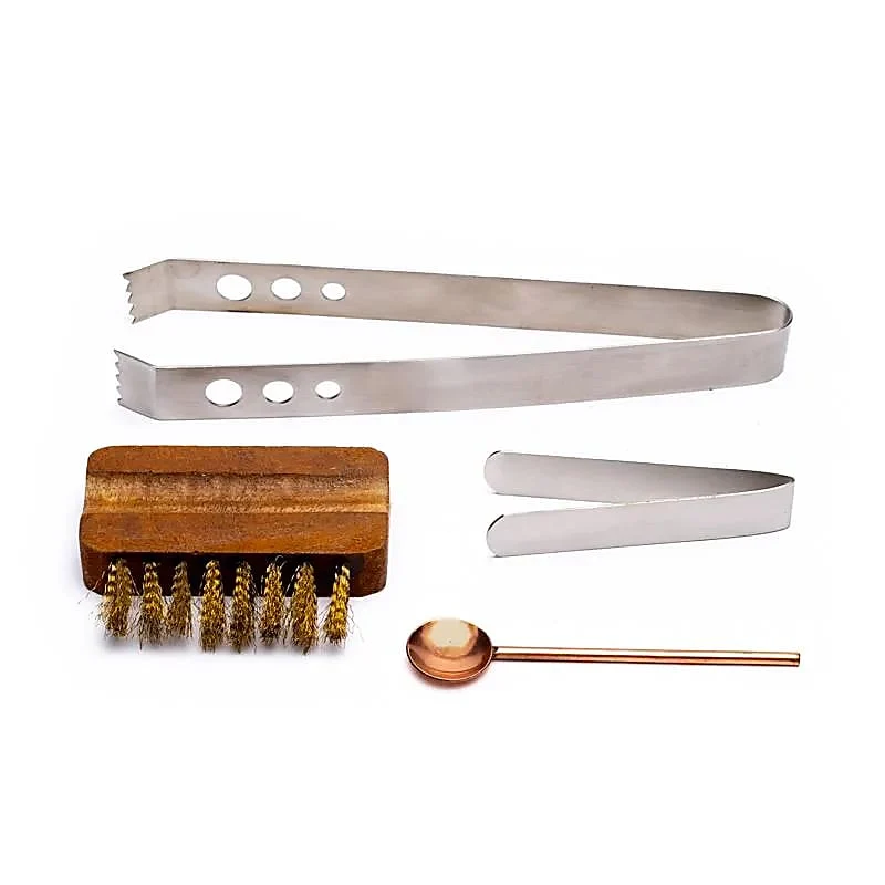 Wierook accessoires set met borstel, lepel en 2 tangen