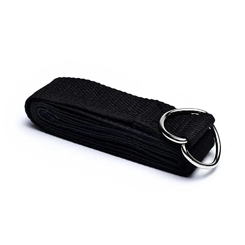 Yoga riem D-ring zwart katoen
