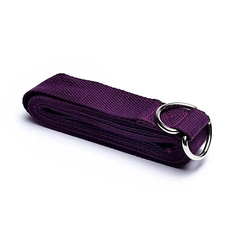 Yoga riem D-ring paars katoen