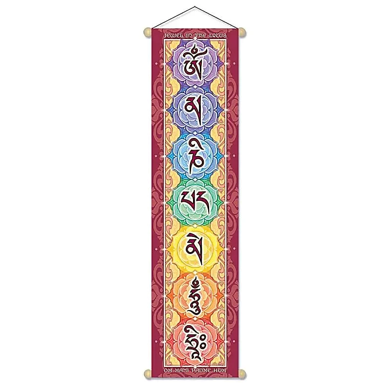 Mantra banner Om mani padme hum hri klein